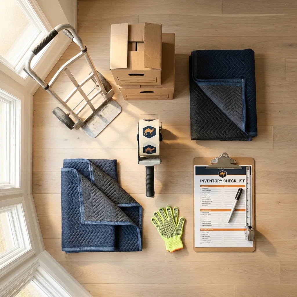 Professional moving supplies and packing materials layout for National Park residential relocations